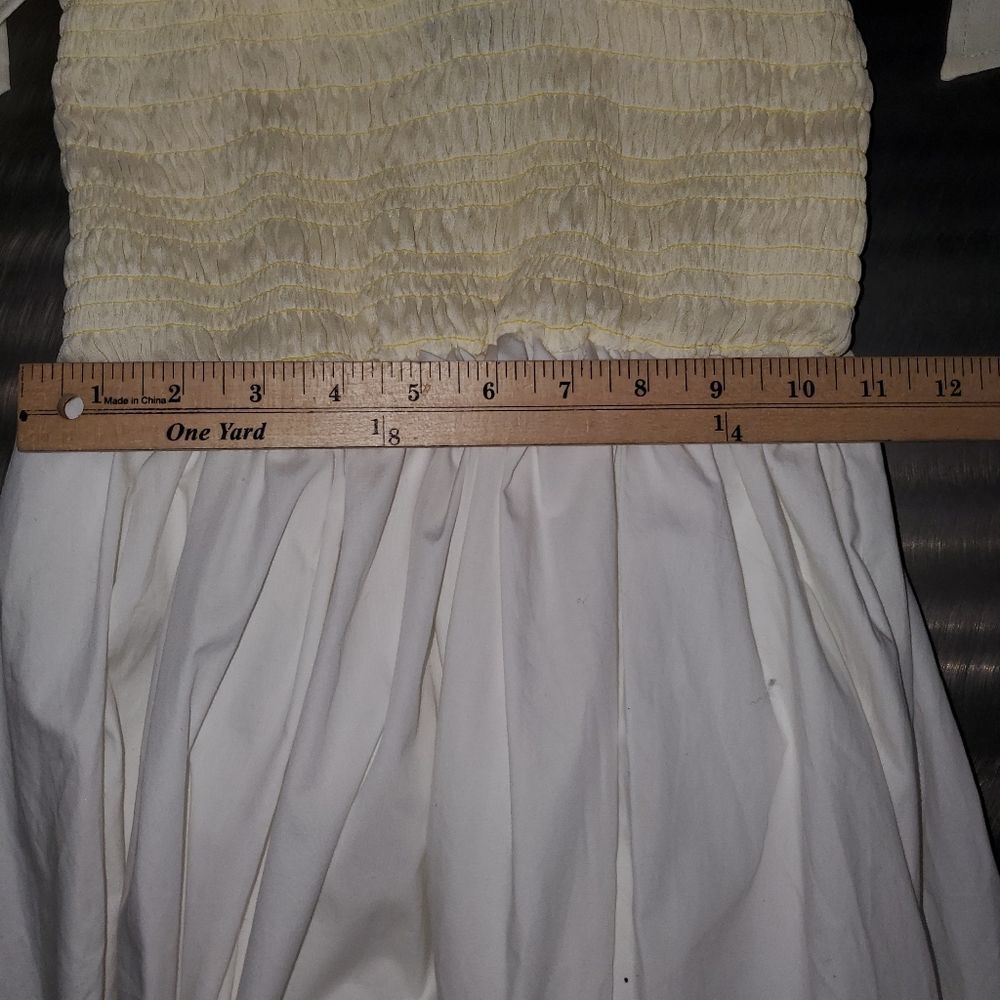 Anthropologie Kourt Drew Smocked Yellow Cream Midi Dress XS - Picture 4 of 10